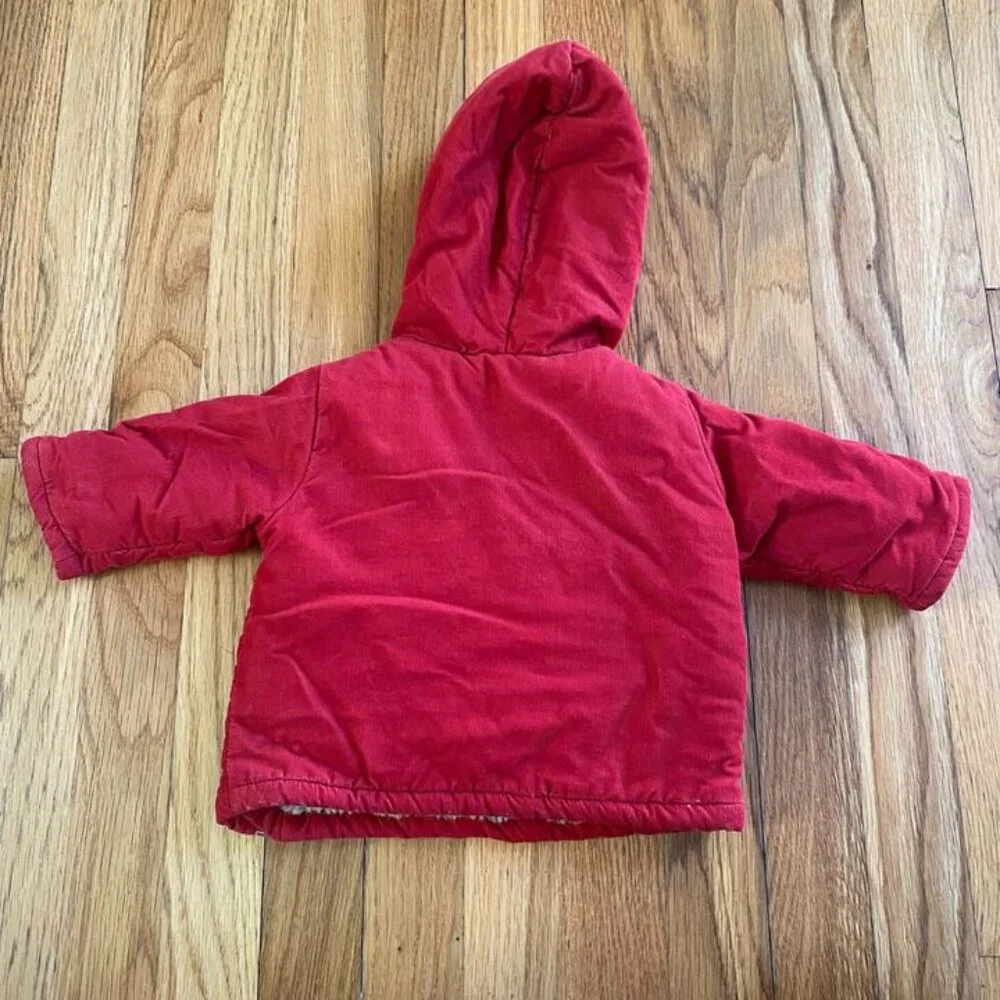 Baby Boden Red Sherpa Lined Coat